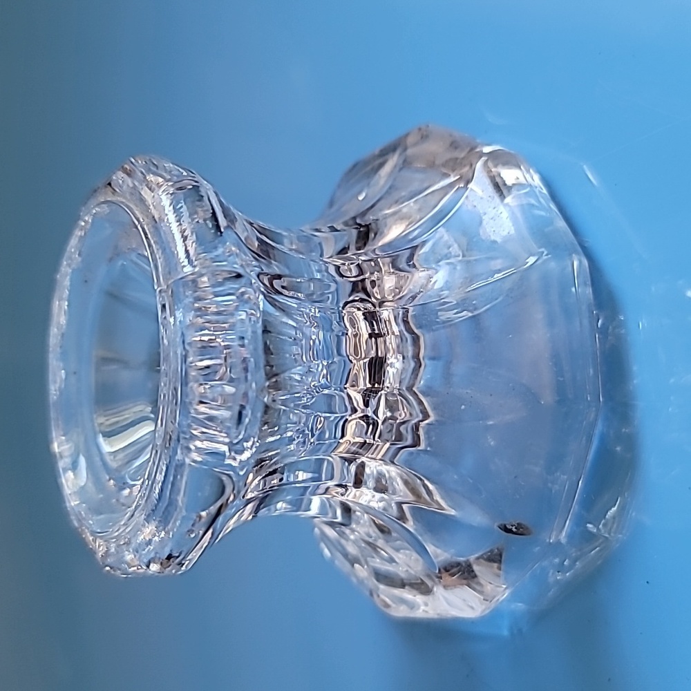 candle holder clear 12oz weight vintage Indiana Glass